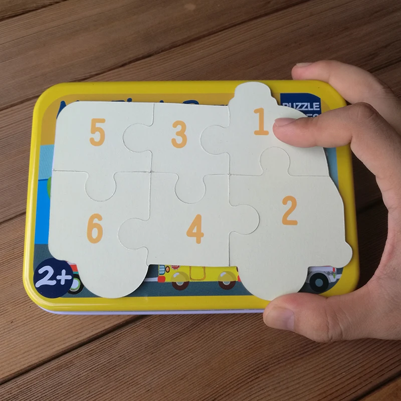 Children toys 6 in 1 box Puzzle Jigsaw Wooden Toys Cartoon Animals Traffic Puzzles Tangram Kids Educational Toy for Children