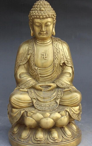 

Free Shipping 0 11"Chinese Tibetan Buddhism Bronze Seat Lotus Sakyamuni Shakyamuni Buddha Statue