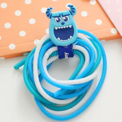 monster Универсальный прекрасный мультфильм USB зарядное устройство кабель намотки спиральный usb-шнур с зарядным устройством для iphone для Sansung htc Xiaomi кабель протектор для iphone - Цвет: monster