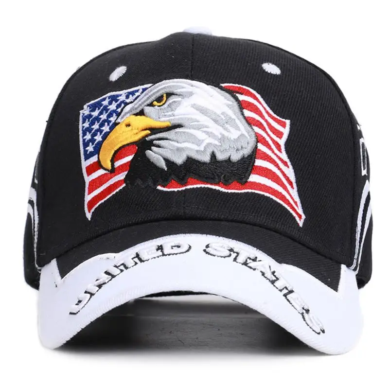 Unisex Patriotic American Flag Eagle Baseball Cap USA 3D Embroidery Army Tactical Hip Hop Snapback Cap Outdoor Adjustable Sunhat