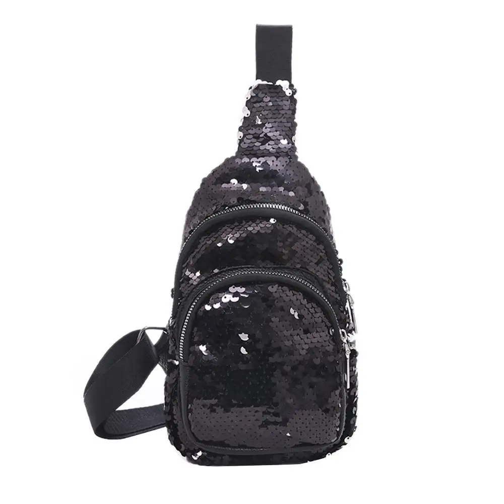 Девушка для женщин скраб Винтаж Crossbody сумка Джокер Твердые Сумка блесток Водонепроницаемая поясная сумка Feb20 - Цвет: Black