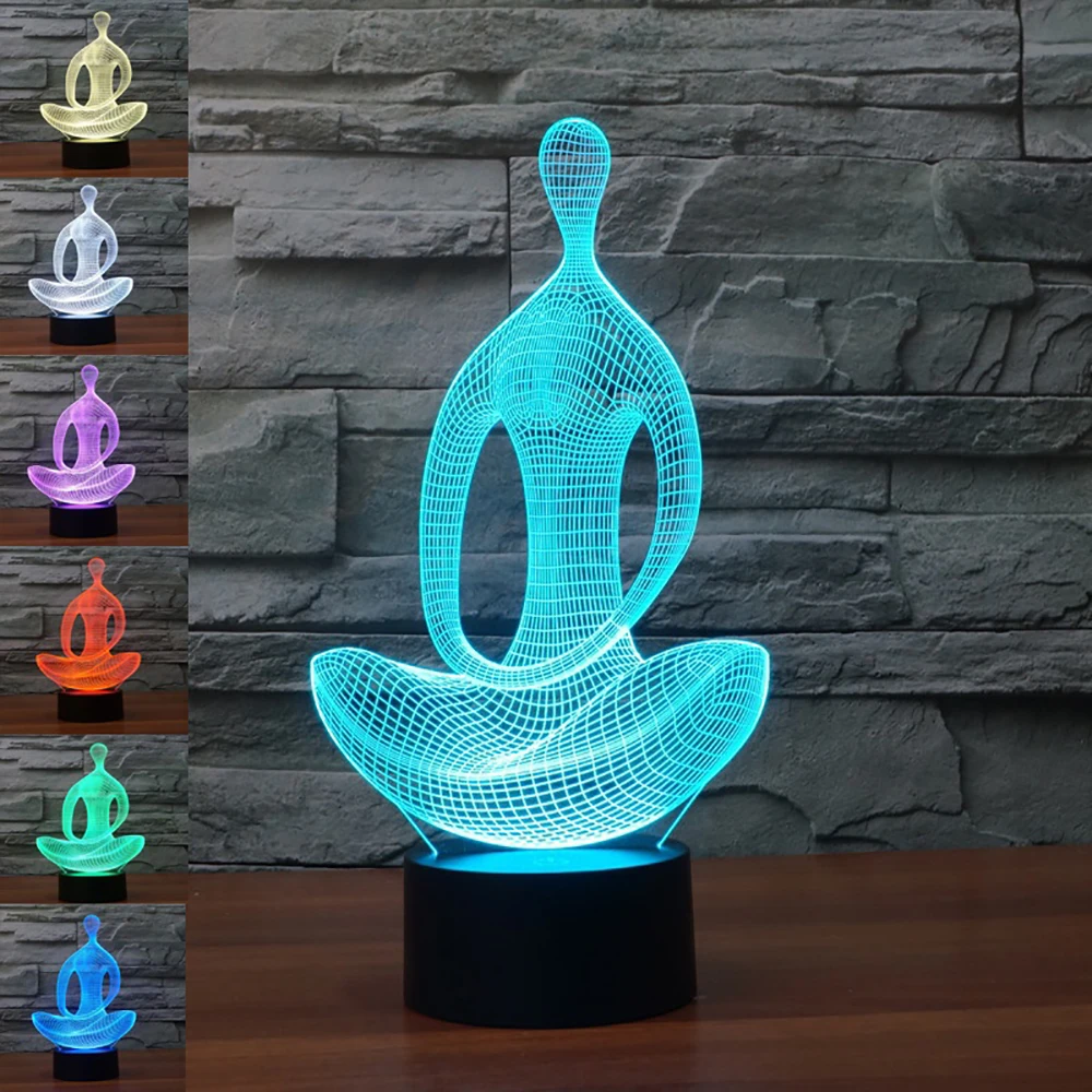 

7 Color Change Yoga Meditation 3D Night light LED night light Desk Table Lamp Touch control Xmas Gift Home decoration D20