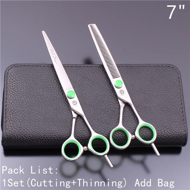 7" JP 440C Grooming Scissors Straight Shears Thinning Shears Pet Scissors Add Bag Hemostatic Forceps Dog Scissors Add Bag Z1121 - Цвет: Z1121 Lv D 7Y