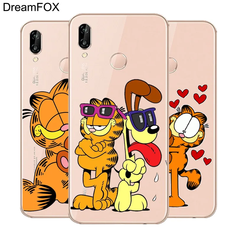 DREAMFOX M496 Гарфилд Мягкий ТПУ силиконовый чехол для Huawei Honor 6a 6C 7X9 10 P20 P30 Lite Pro P Smart 2019 |