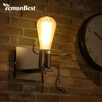 

Creative Man Shape Wall Lamp Cute Light Sconce E27 Socket Bathroom Light for Home AC 85-240V (no bulb included)