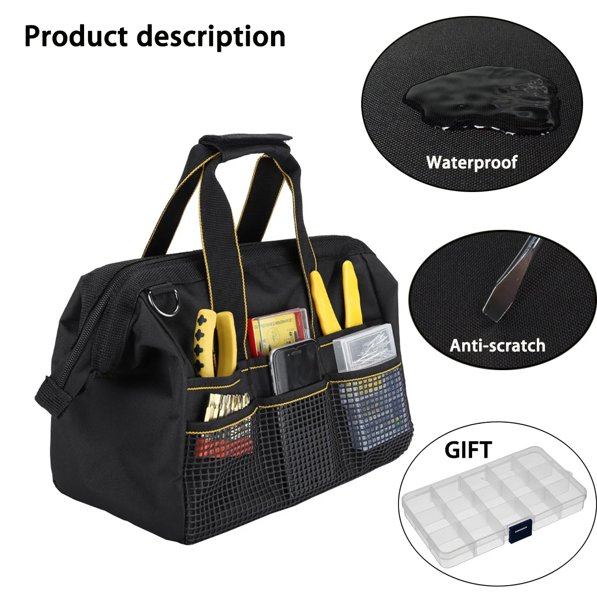 

13 Inches Large Capacity Oxford Cloth Electrician Tool Bag Single Shoulder Multifunction Repair Waterproof Thicken Tool Bag