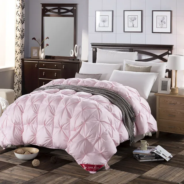 3d design white pink color natural 90 duck down comforter 500fp what is the size of a full size quilt