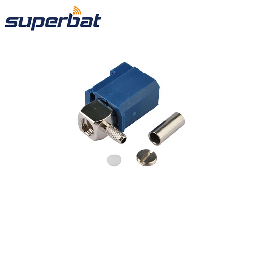 Blue Female Crimp Right Angle RF Connector for GPS Navigation