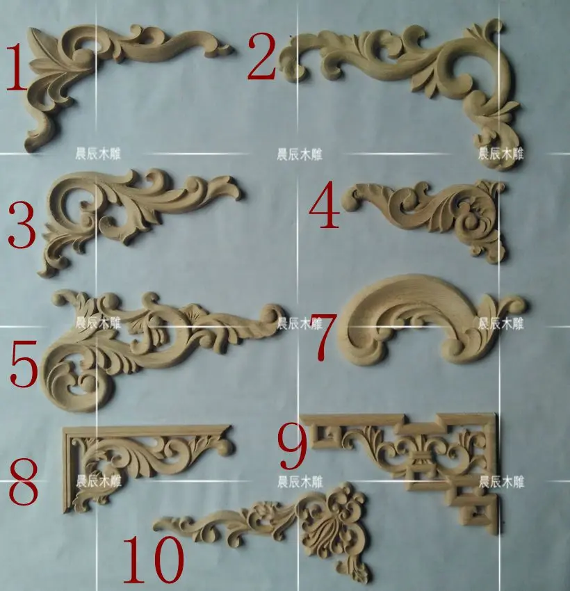 4pcs/lot, Wood Applique, European wood trim, decorative decals, door