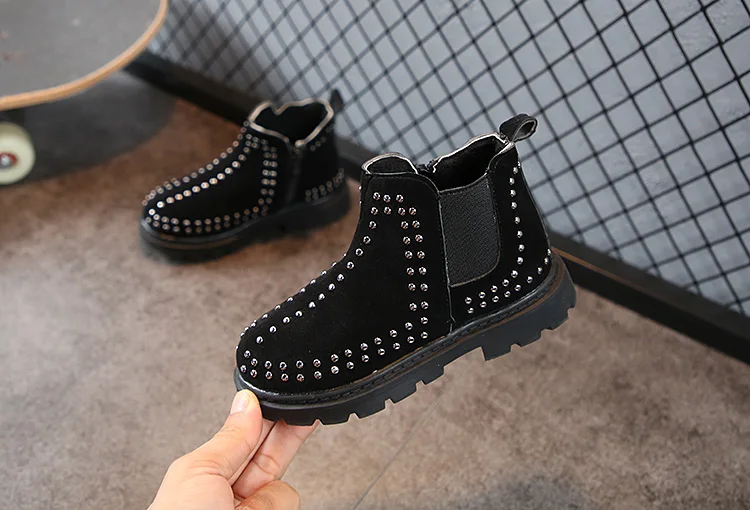 SKHEK Girls Martin Boots New Autumn Winter children's snow boots girls princess Sneakers kids keep warm cotton shoes