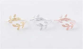 

Fashion Leaf Rings Adjustable Ring Three Color Optional