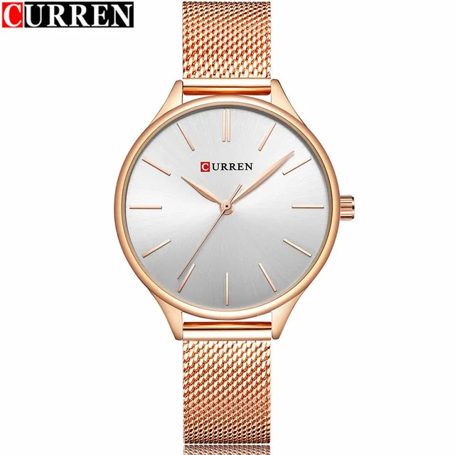 Часы женские повседневные Модные кварцевые наручные часы Креативный дизайн женские часы подарок часы женские relogio feminino CURREN - Цвет: rose white
