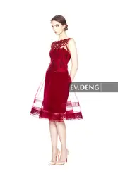 A-line hot sexy кружева аппликации для свадьбы бисером невесты вечернее платье de festa 2015 партия платье длиной до колен красный пром платья
