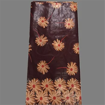 

New arrival coffee with print African cotton bazin lace fabric for sewing NBR31(5yards/lot)