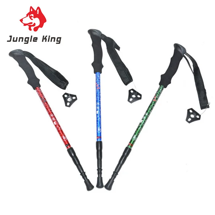Jungle King outdoor men and women professional alpenstock 7075 cork handle outdoor sticks ultralight four sticks telescopic rod Jungle King outdoor men and women professional alpenstock 7075 cork handle outdoor sticks ultralight four sticks telescopic rod