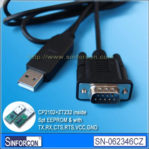 CP2102+ZT213, USB RS232(RXD/TXD/GND/VCC/CTS/RTS) adapter, usb to db9