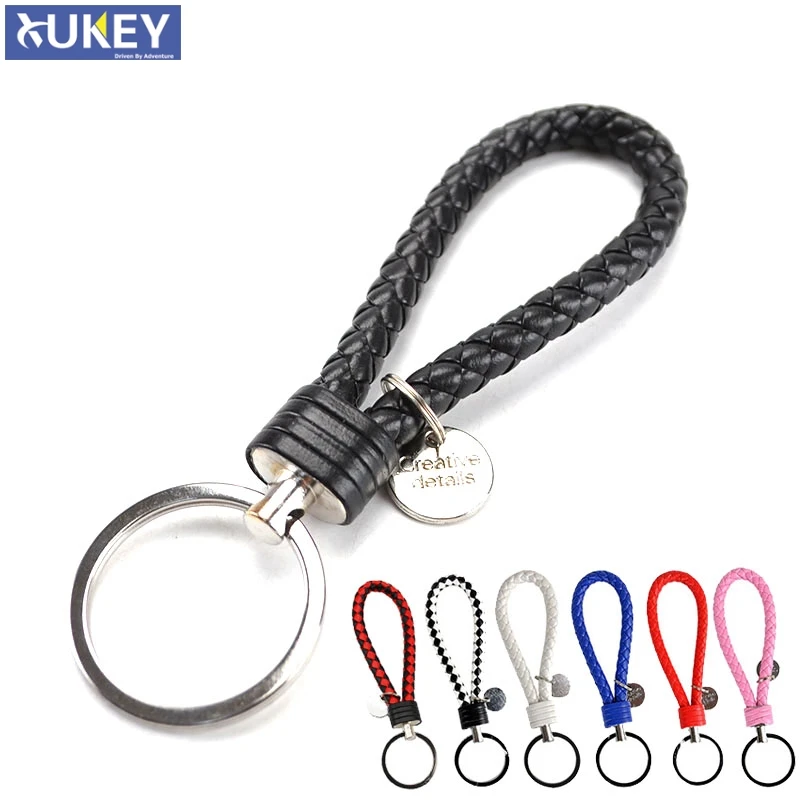 Skoda Stainless Steel Black PU Leather Strap key ring Key Chain Fobs