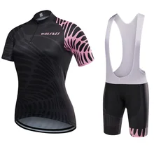 WOLFKEI половина на молнии для женщин Велоспорт Джерси нагрудник шорты комплект кофта для велоспорта Одежда для велоспорта с гелевой подкладкой комплекты на бретельках Ropa Ciclismo