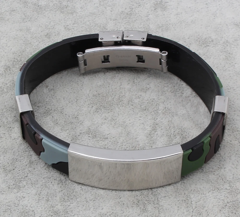 Camouflage Stainless Steel Camouflage Silicone Bracelet 19mm Military