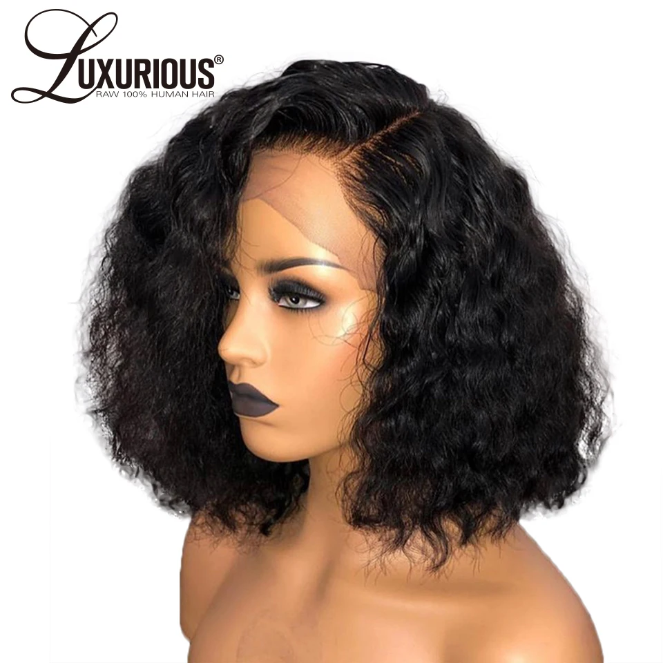 

Natural Wave Short Bob Human Hair Lace Wig With Soft Baby Hair 13x4 Pre Plucked Lace Front Human Hair Wigs Peruvian Remy Hair