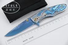 JUFULE original diseño Sirena plegable flipper cuchillo 9Cr18MoV lámina 440C de la manija de cocina cuchillos de caza que acampa EDC herramienta