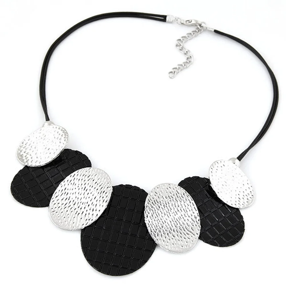 

2016 New Hot Maxi Necklace Colar Big Brand Collares fine Jewelry pendants Bijoux Woman metal leather cord temperament necklace