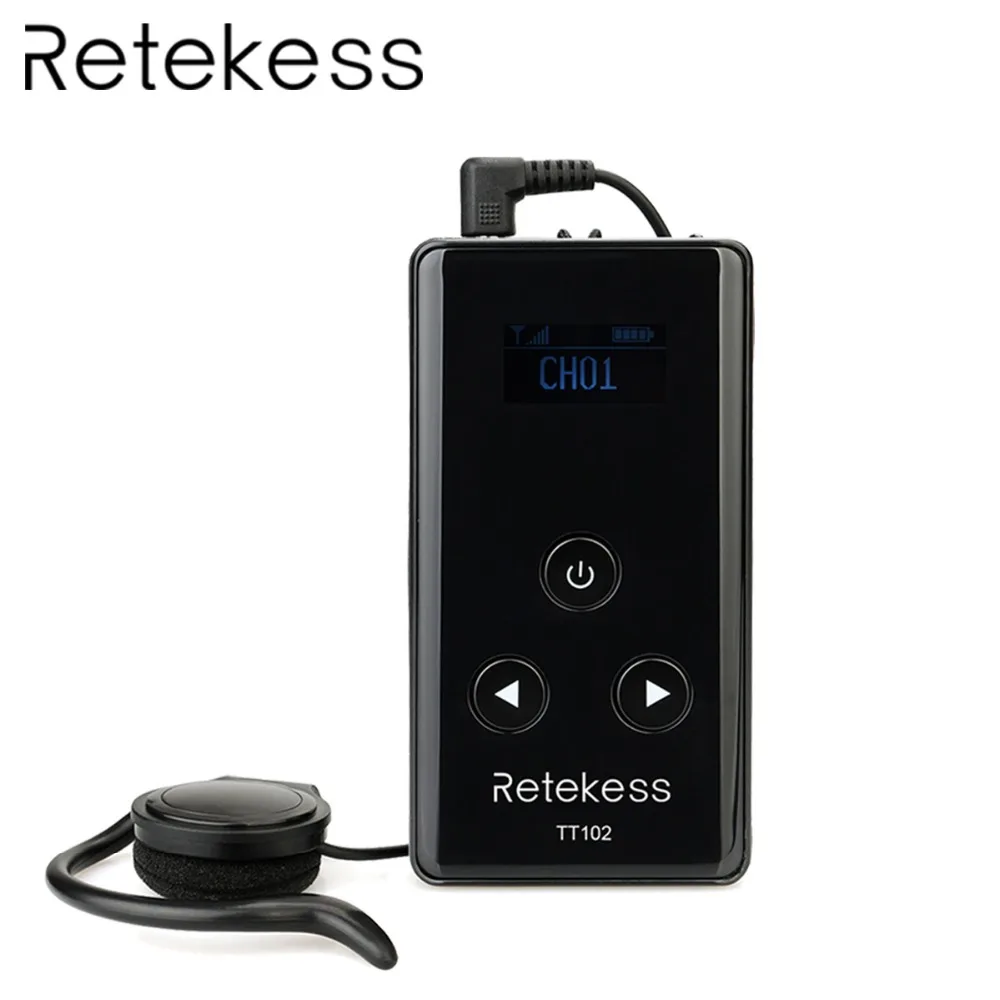 

RETEKESS TT102 Wireless Audio Receiver 195-230MHz For Tour Guide System 99 Channel Conference Language Interpretation System