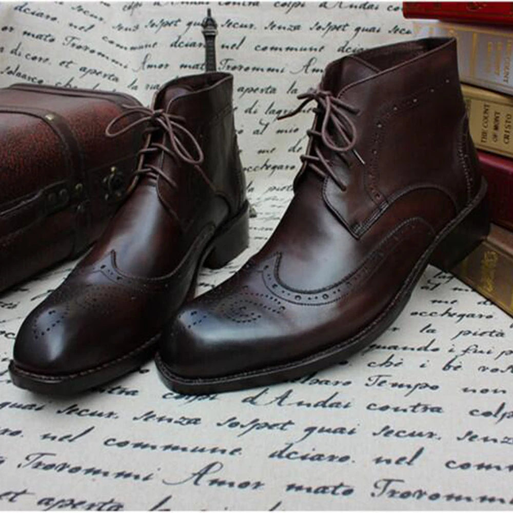 square toe lace up boots mens