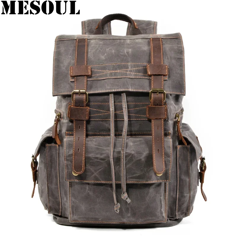 Vintage Rugzak Mannen Tas Canvas Waterdichte School Laptop Rugzakken Mannelijke Grote Capaciteit Reizen Rugzak Koe Lederen Bagpack Vintage Rugzak Mannen Tas Canvas Waterdichte School Laptop Rugzakken Mannelijke Grote Capaciteit Reizen Rugzak Koe Lederen Bagpack