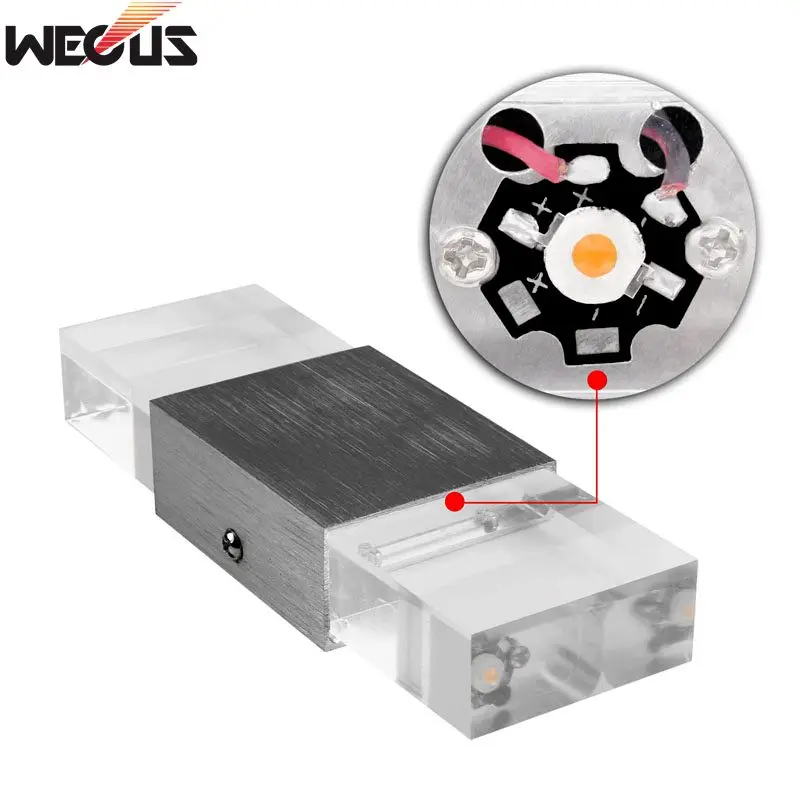 WECUS), современный стиль, 2 Вт, квадратный алюминиевый светодиодный настенный светильник, акриловый кристалл, Домашний Светильник, украшение для помещений и улицы, AC110, 220 В