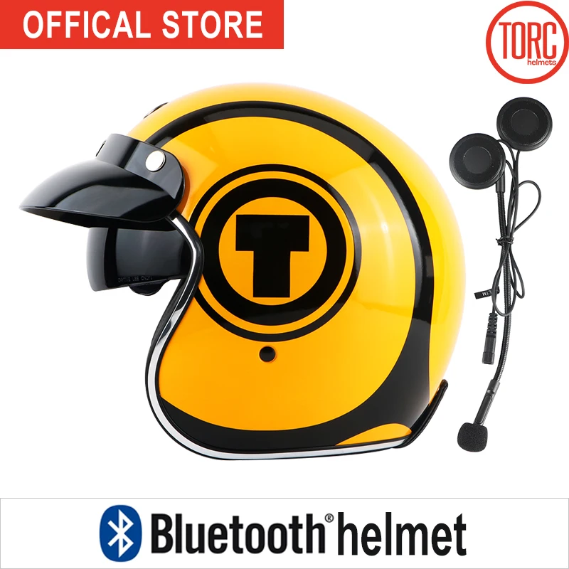 Мотоциклетный шлем rcycle с Bluetooth винтажный открытым лицом 3/4 внутренним козырьком
