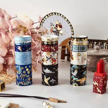 

5 Rolls/set Tape Suit Ancient Style Small Fresh Sticker Gold-stamped Handbook Adhesive Paper Decoration School Office Stationery