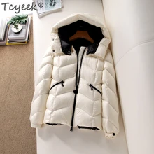 Tcyeek, зимний ультра легкий пуховик для женщин, 90% белый утиный пух, пальто для женщин, толстая теплая пуховая парка с капюшоном, Doudoune Femme LWL1252