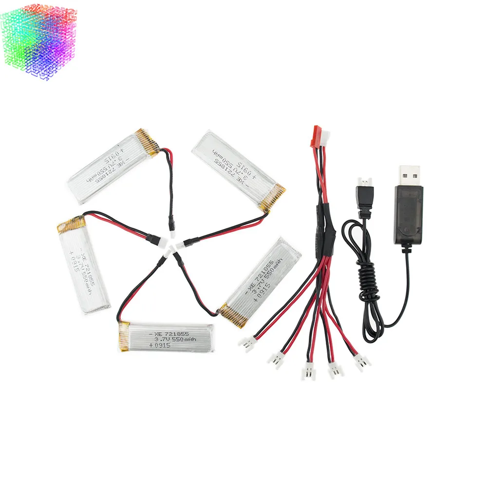 Lipo 3 7 v 550mah 5 шт. батареи и USB зарядное устройство для Wltoys V977 V930 Rc вертолет Дрон