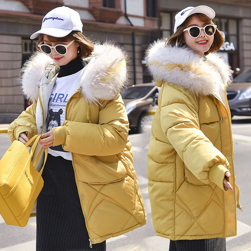##BUY New Arrival Women Winter Jacket Fur Collar Hooded Down Cotton Female Coat parka Long Parka Warm Thicken Outwear