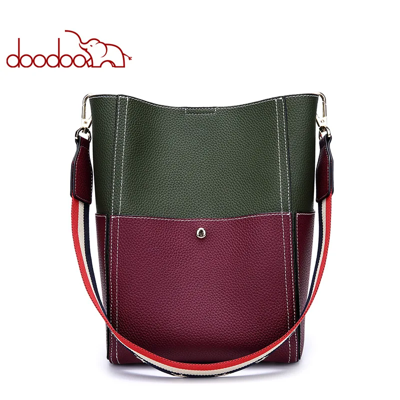 

DOODOO Women PU leather High-Capacity Bag Fashion Mother and Child Package Casual Contrast Color Shoulder Bag