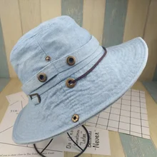 Летняя унисекс джинсовая Рыбацкая шляпа от солнца, Охотничья Складная Кепка для кемпинга с широкими полями, широкополая шляпа, солнцезащитная Кепка