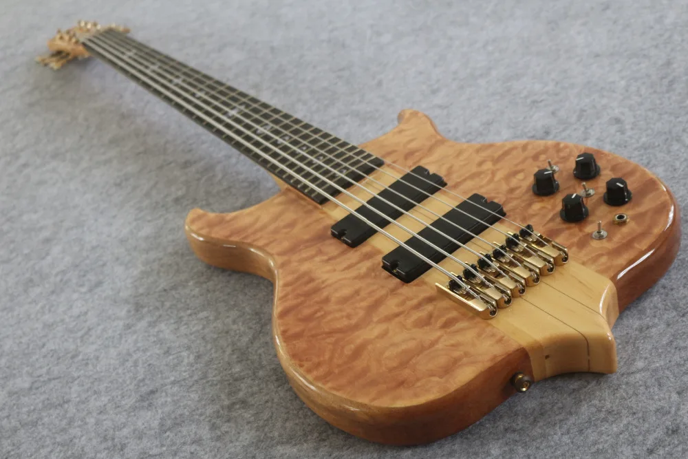 

Ebony board 6 strings bass guitar BEST workmanship,Through neck and body Golden hardware Free shipping
