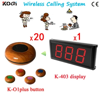 

1 LED Display Wireless Waiter Service Call,Calling Paging System W 20pcs Button Free Shipping