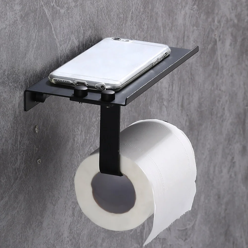 

Toilet Roll Paper Phone Holder Bathroom Rack Wall-Mounted Shelf Storage Shelves Racks