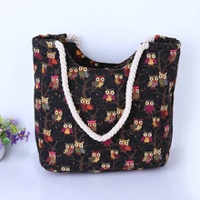 4 шт./лот, женская сумка с принтом совы, холщовые пляжные сумки на плечо, повседневная женская сумка-тоут, сумка для покупок, Bolsa Feminina