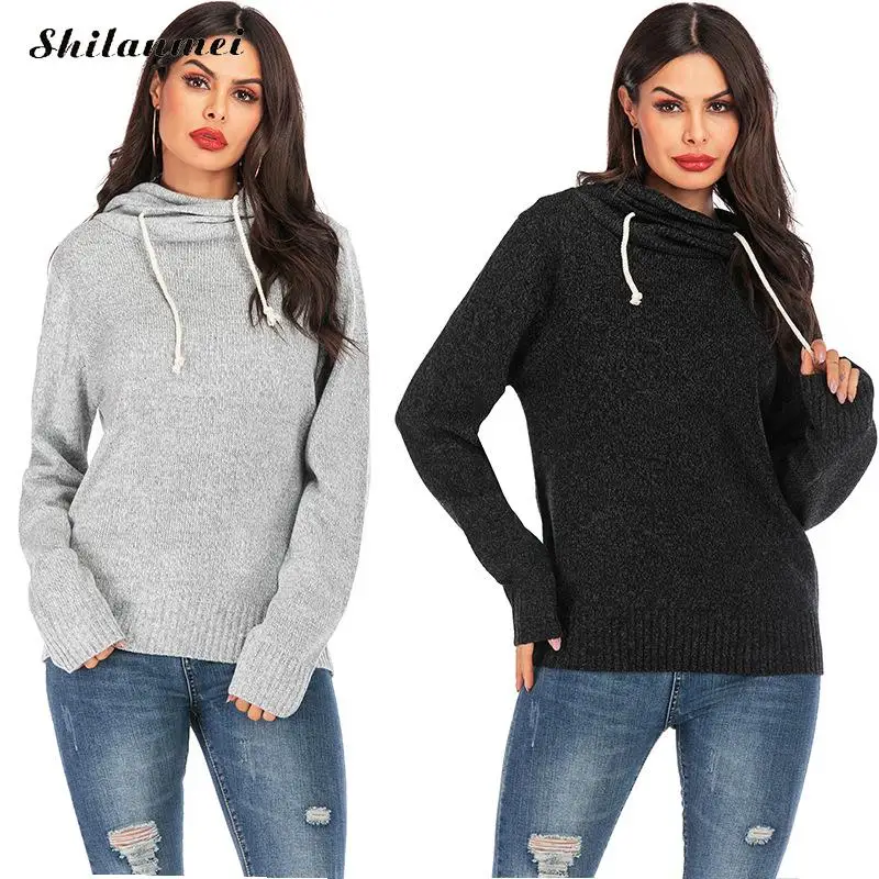 

Women Hooded Sweater Windproof Warm 2019 Pullovers Womens Outerwear Long Sleeve Woman Sweaters Casual Jumpers Women Pull Femme