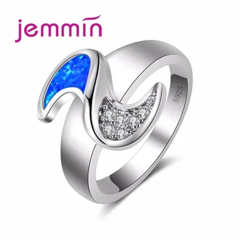 

Rings For Women 925 Sterling Silver Bridal Wedding Bands Jewelry Fine Blue Fire Opal Finger Ring Party Bijoux