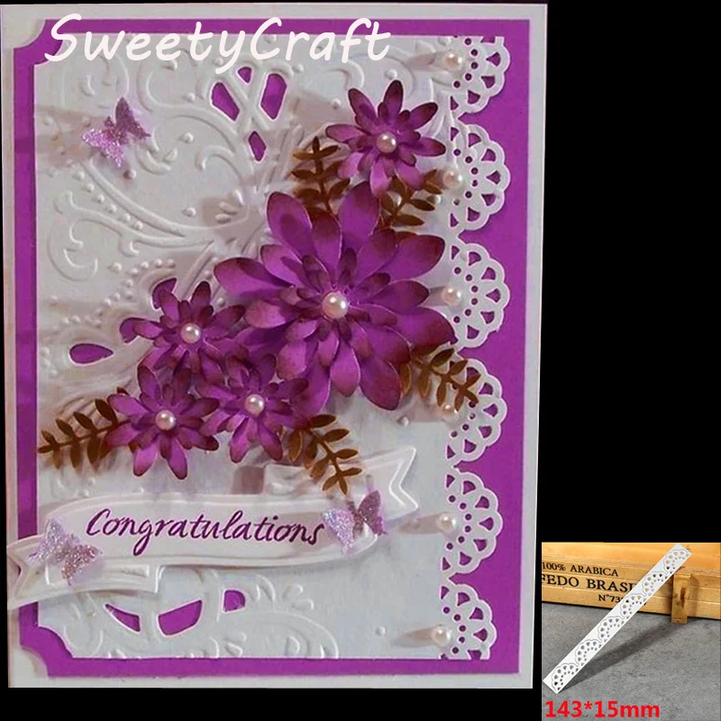 

Dies Scrapbooking Flower Lace Border Edge Metal Cutting Dies Stencils Card Making Frame Background Craft Embossing Stamps Decor