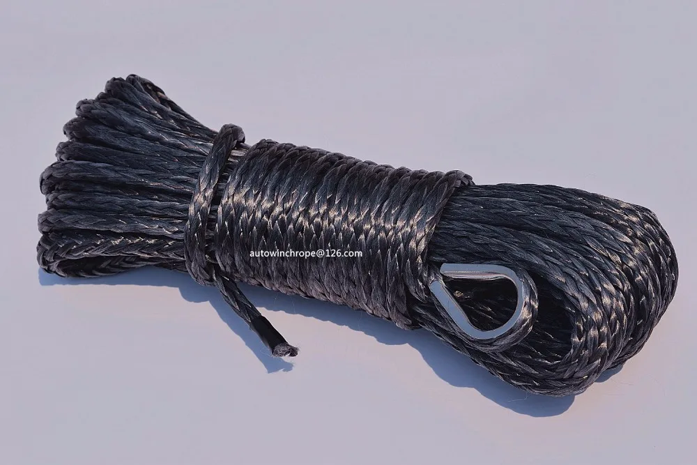 شحن مجاني الأسود 6 ملليمتر * 15 متر atv الونش الخط ، ونش كابل ، الاصطناعية ونش حبل 6 ملليمتر ، uhmwpe حبل ل أجزاء السيارات