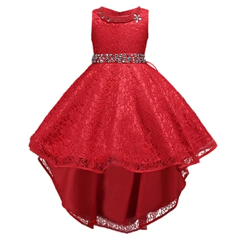 

Summer Girls Wedding Dress Birthday Party Dresses Before Short After Long Lace Princess Formal Evening Kids Dresses For Girls