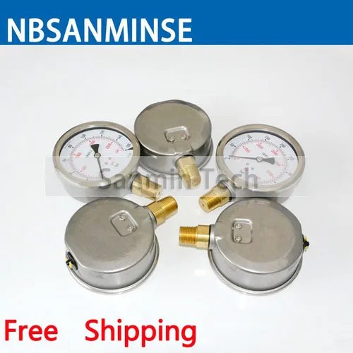 NBSANMINSE манометр для гидравлического масла SM1SP100L 100 мм 4 дюйма 1/2 NPT