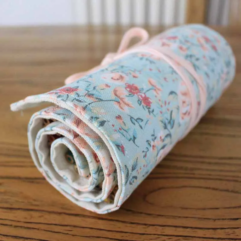 

Pencil Case School Canvas Roll Pouch Comestic Makeup Brush Case Pencil Curtain Bag Cartoon Printed Dropshipping FAS