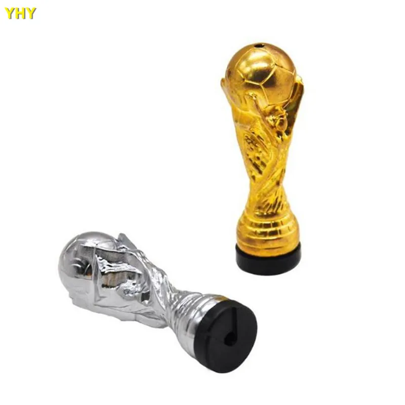 

Newest 68mm Metal World Cup Trophy Snuff Bottle Smoking Pipe Tobacco Cigarette Filter Pipes Sniffer Snorter Tools Gold Silver