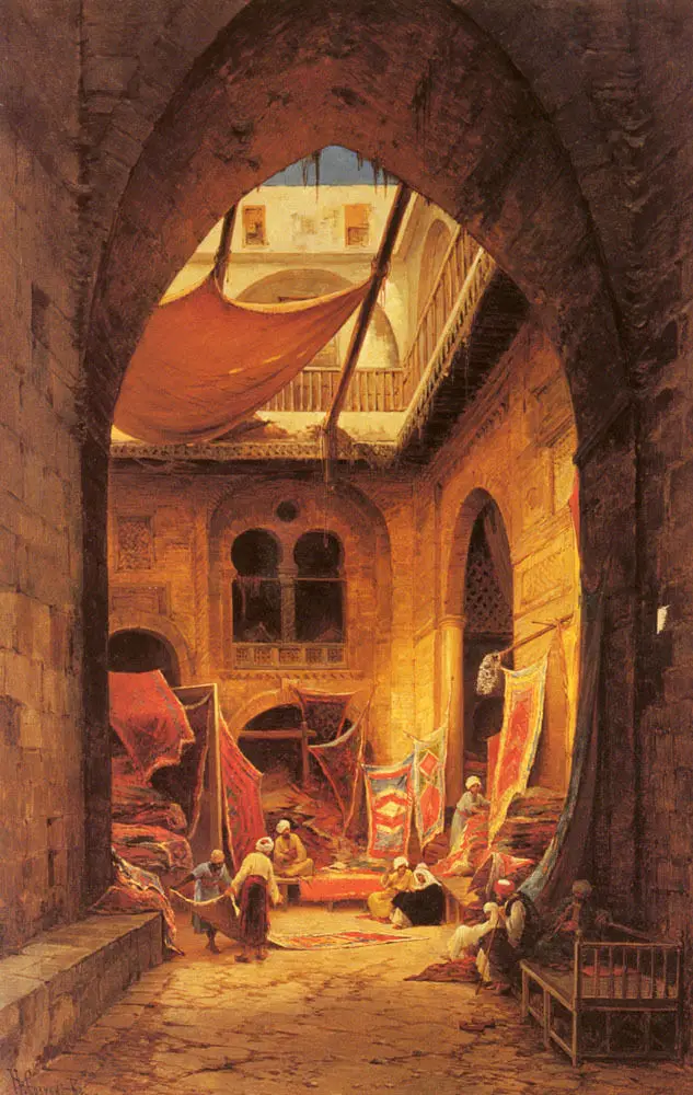 

Hermann David Solomon Corrodi Oil Painting repro Arab Carpet Merchants